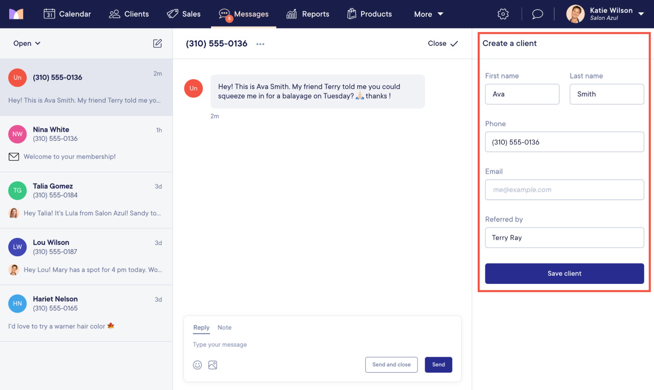 Reciving Text Notification Sending and Receiving Text Messages | Mangomint Salon and Spa Software