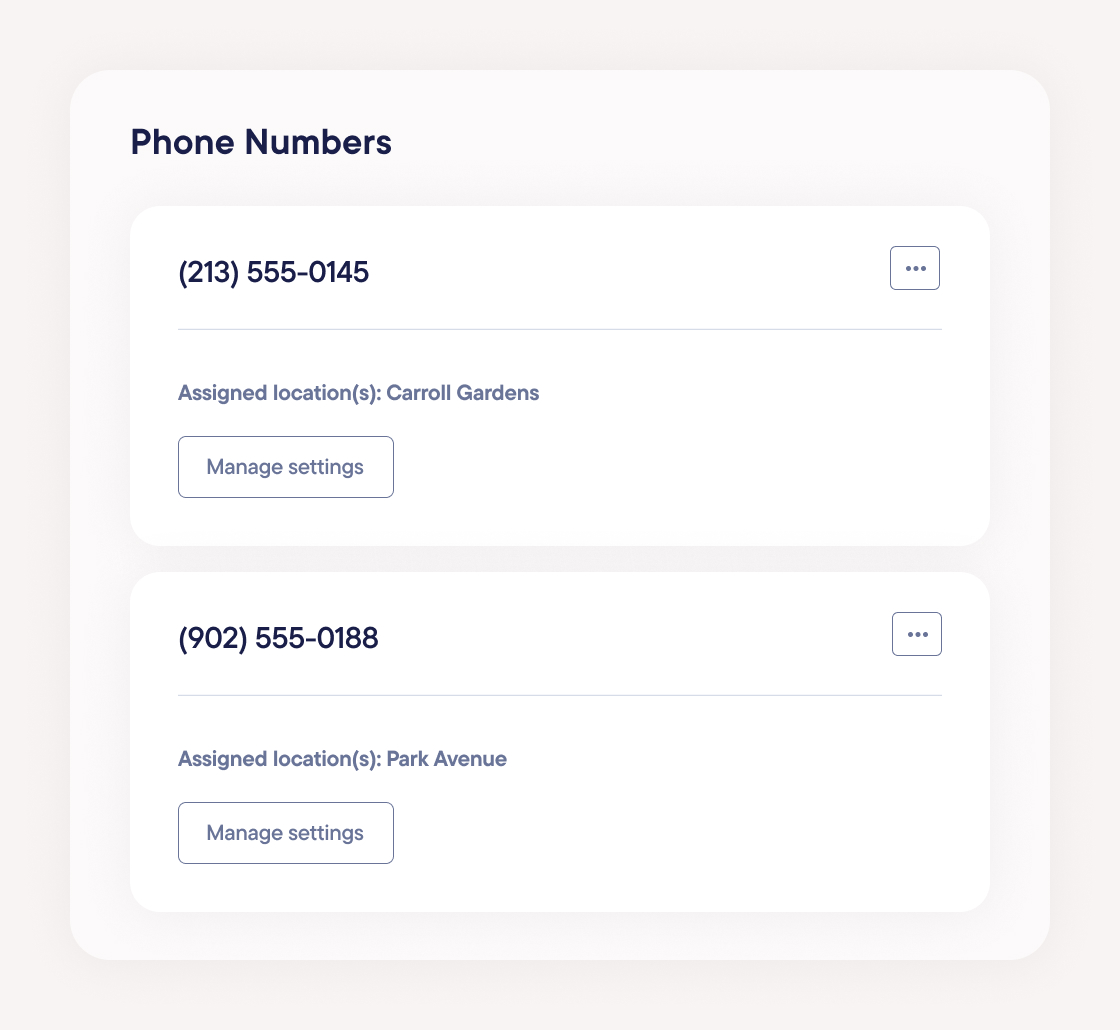 Use a different phone number for each location