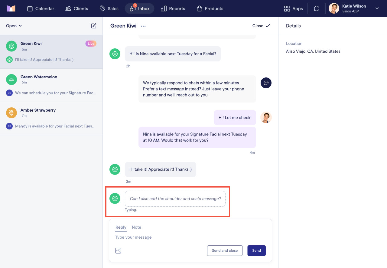 Replying to Web Chat Messages in Mangomint | Mangomint Salon and Spa ...