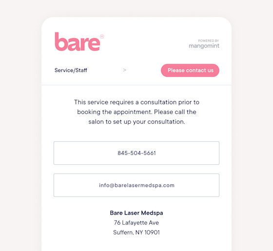 Direct clients to call the business for complex services