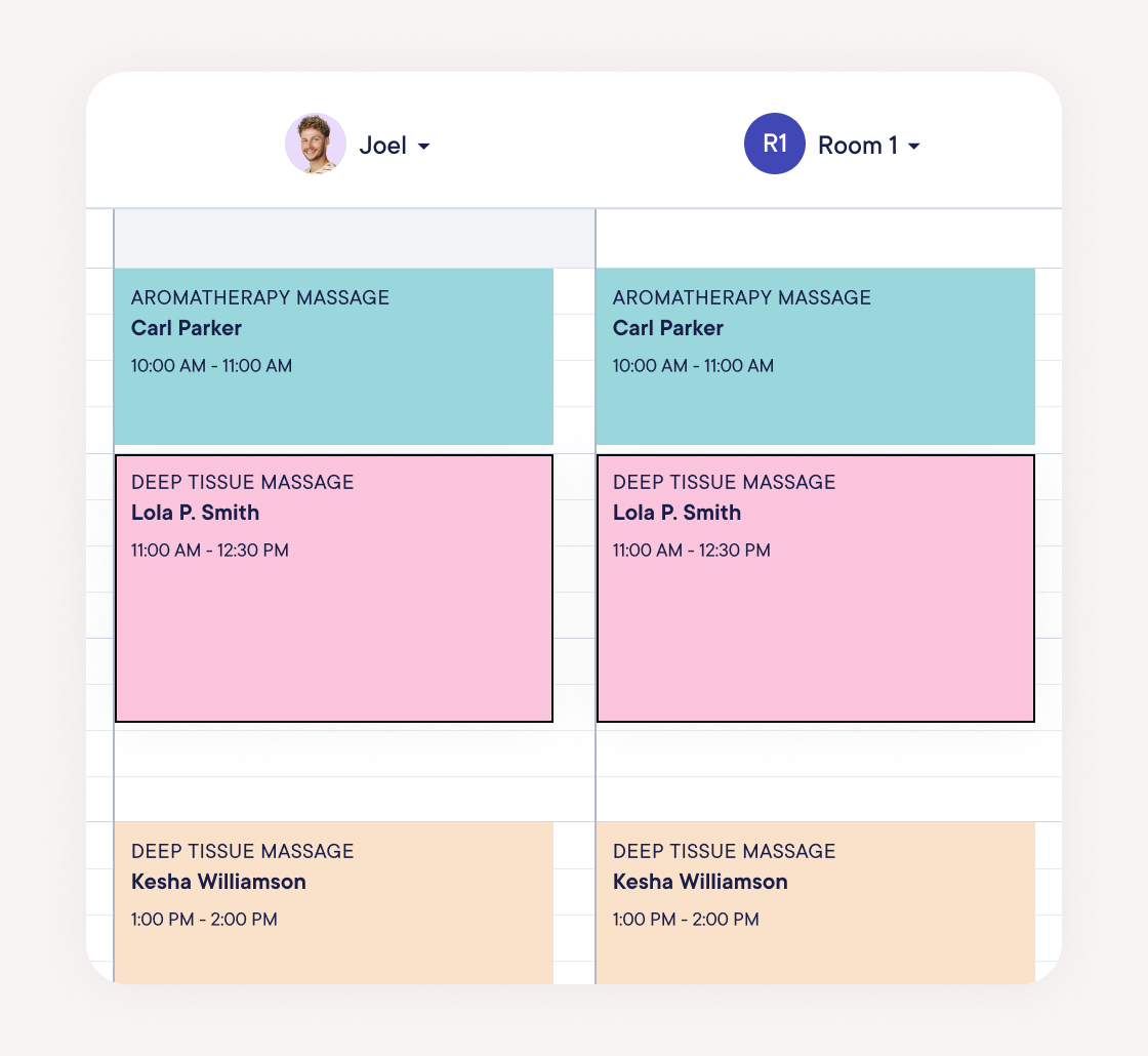 Assign rooms and resources to your services