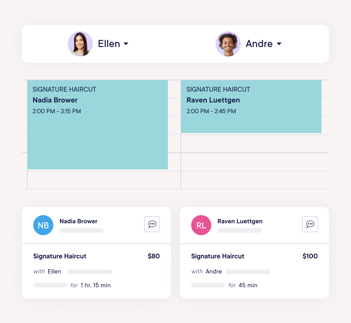 Customize service settings per staff member