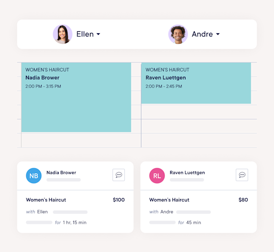 Custom service durations for each staff member