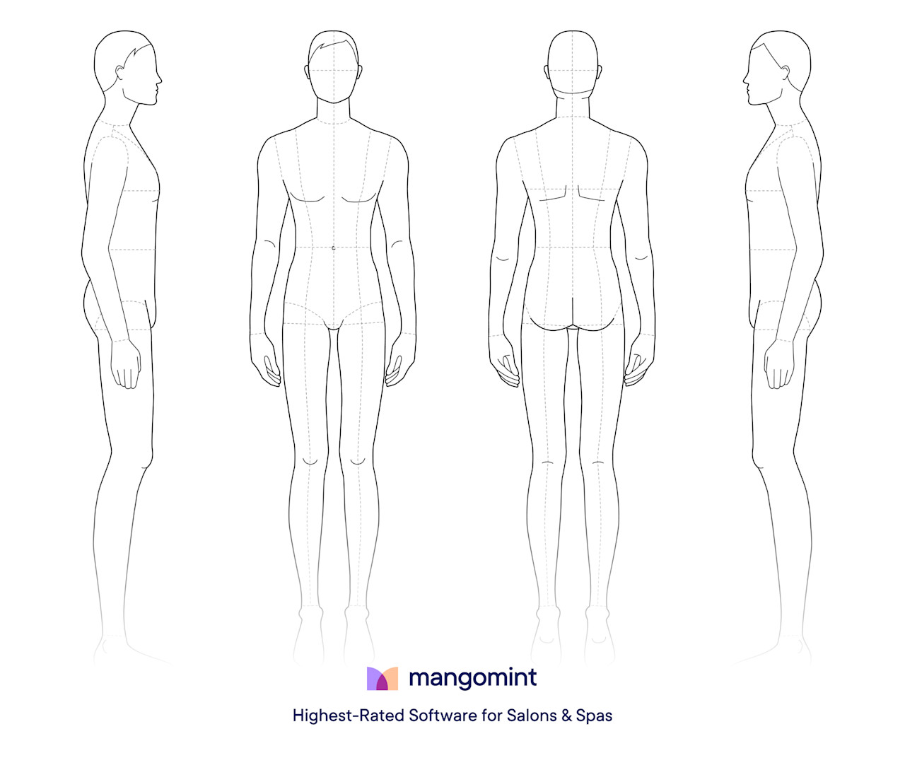 Free body chart template downloads (PDF) | Mangomint Salon and Spa Software