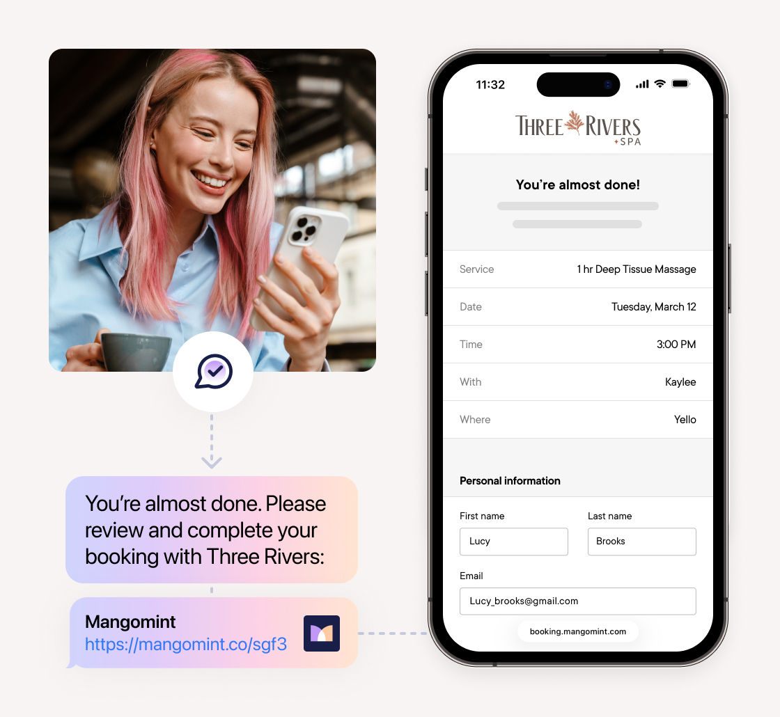 Book via text & collect card-on-file