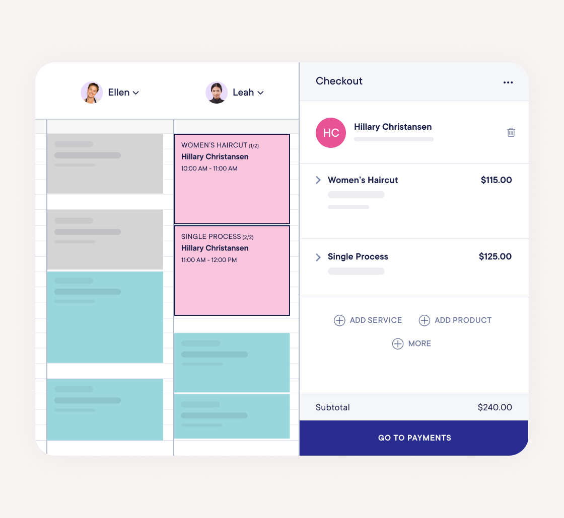 Schedule and check out clients from one screen