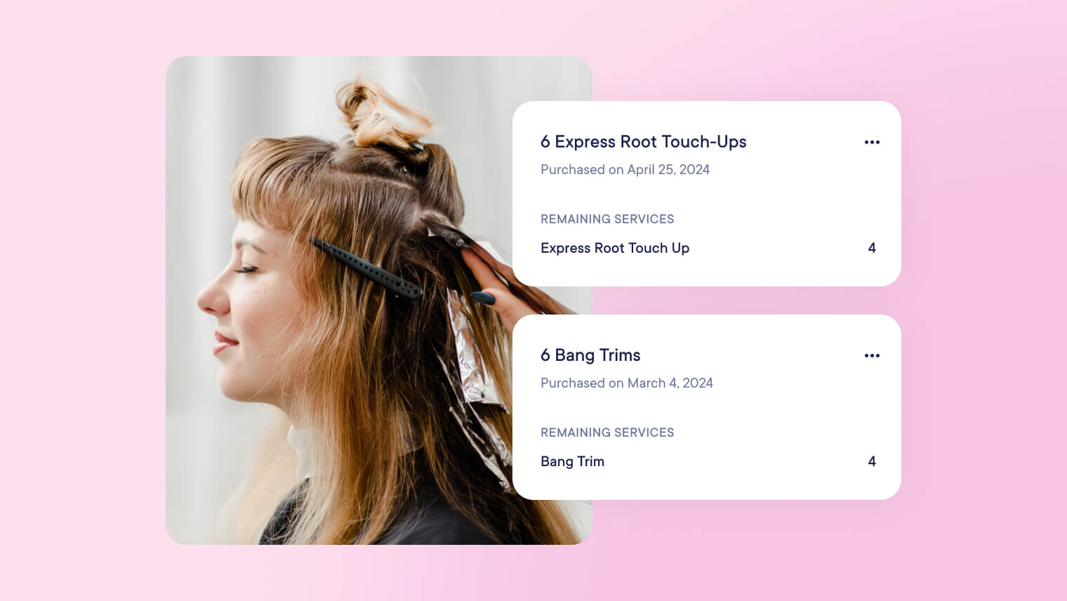 Salon stylist presenting service package options to a client at a hair salon