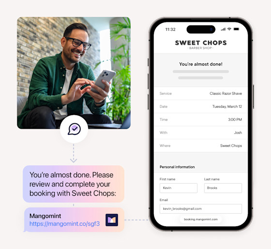 Book via text & collect card-on-file