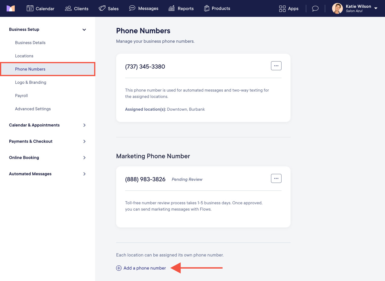 Add Number Software Adding and Changing Phone Numbers | Mangomint Salon and Spa Software