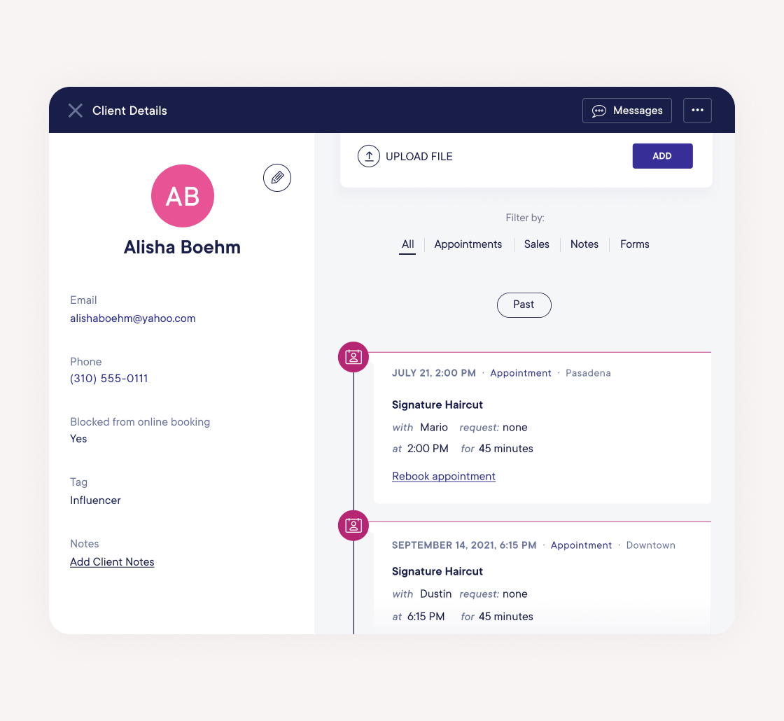 Track client activity across locations