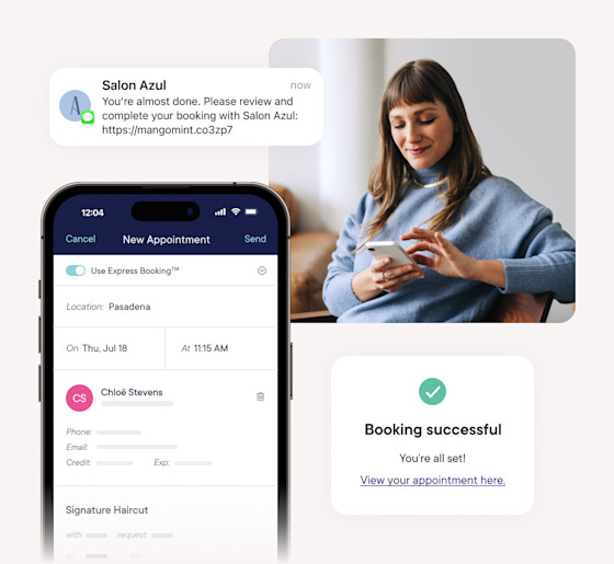 Book clients via text message