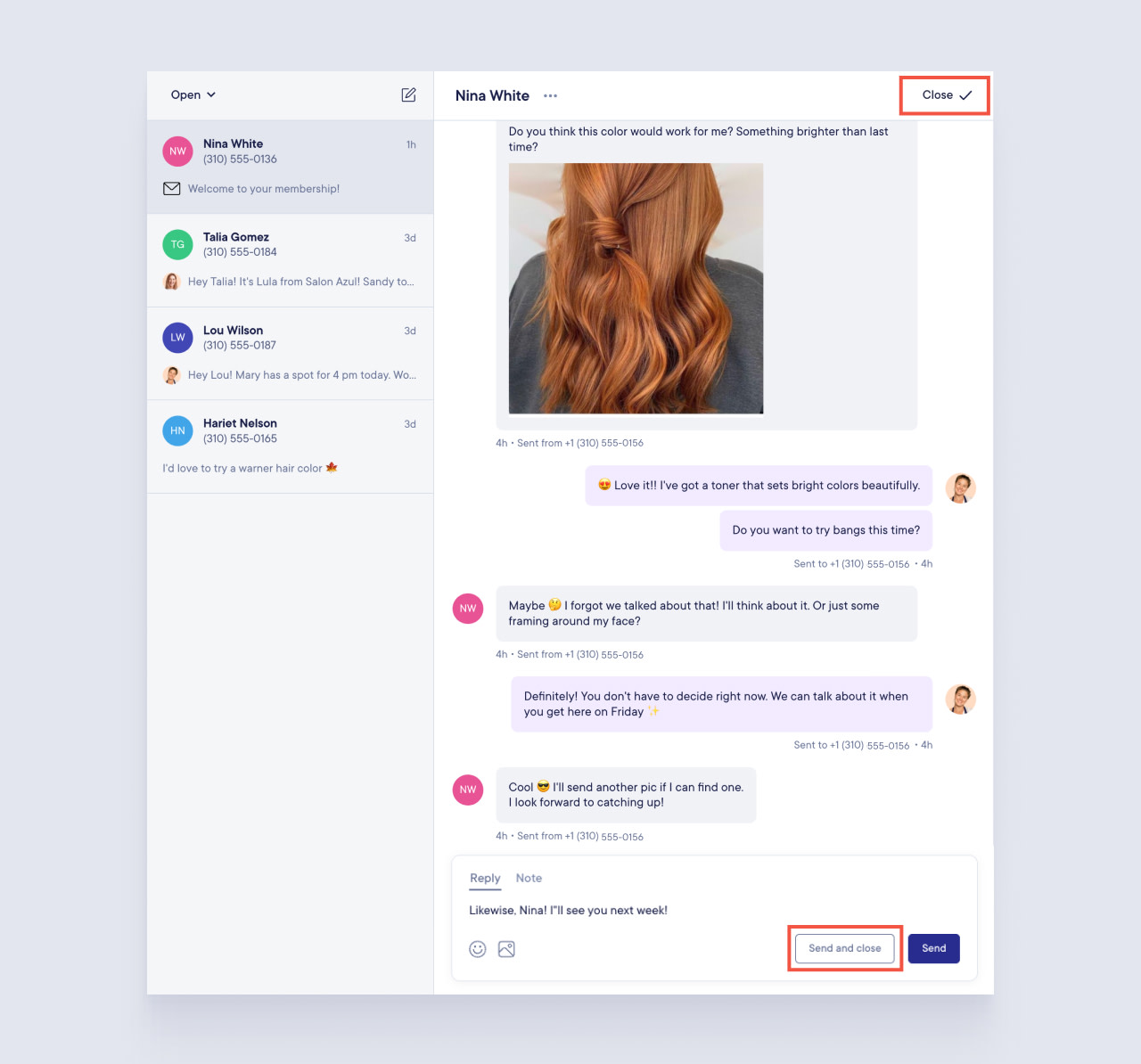 Reciving Text Sending and Receiving Text Messages | Mangomint Salon and Spa Software