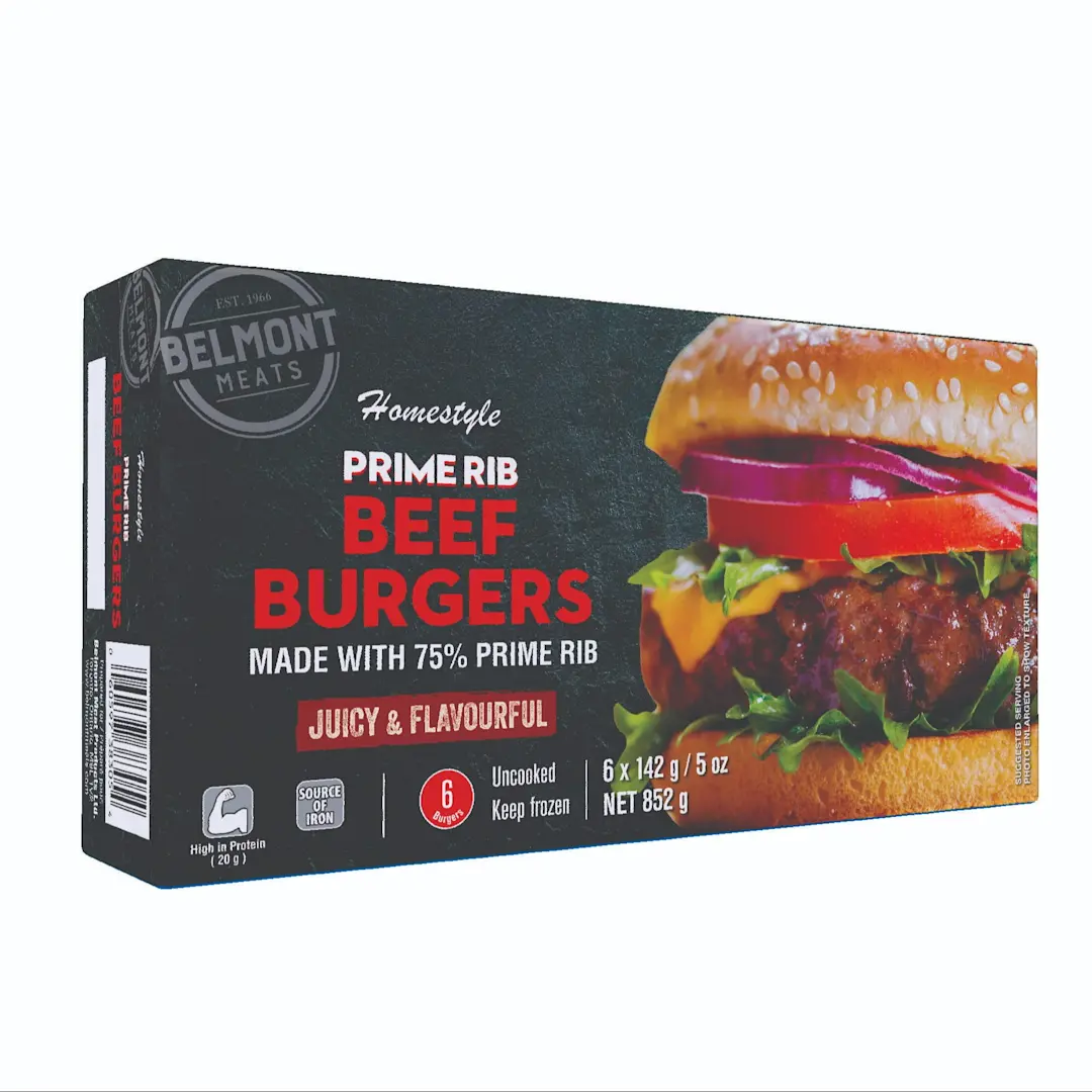 29002 PACKAGE Prime Rib Beef Burgers - Belmont Meats