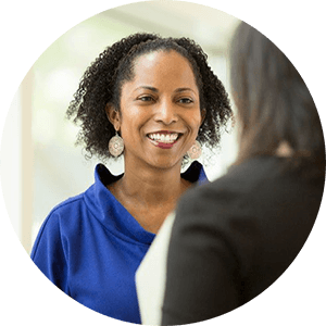 Black business woman smiling