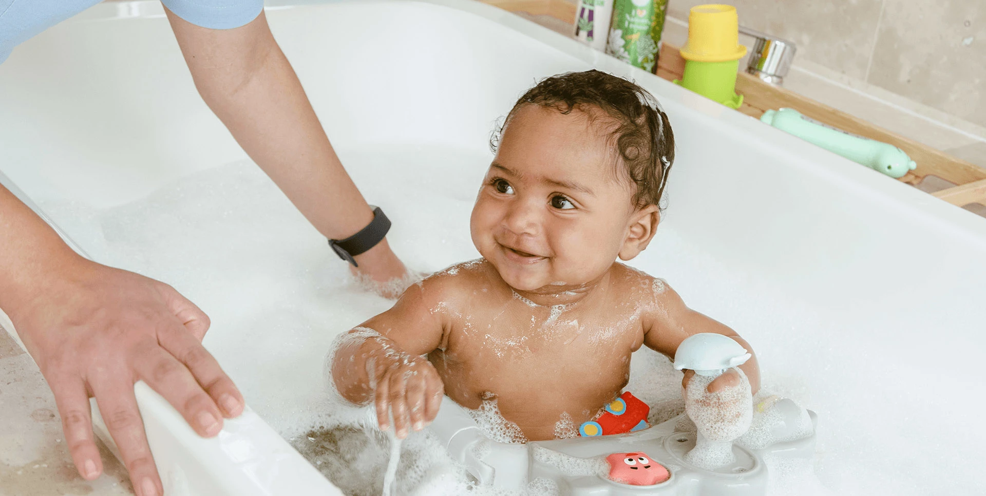 Baby taking a bath