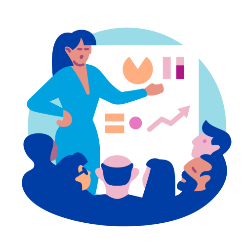 Illustration of a woman holding a presentation