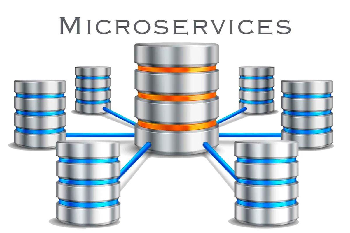 A group of microservices surrounding a single central service.