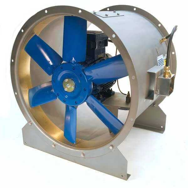 A range of ATEX rated duct mounted Contents axial fans, manufactured in heavy gauge sheet steel. These units are designed to meet the requirements for Hazardous Areas with carbon filled anti-static impeller blades and protection to Ex h IIC T4 Gb.