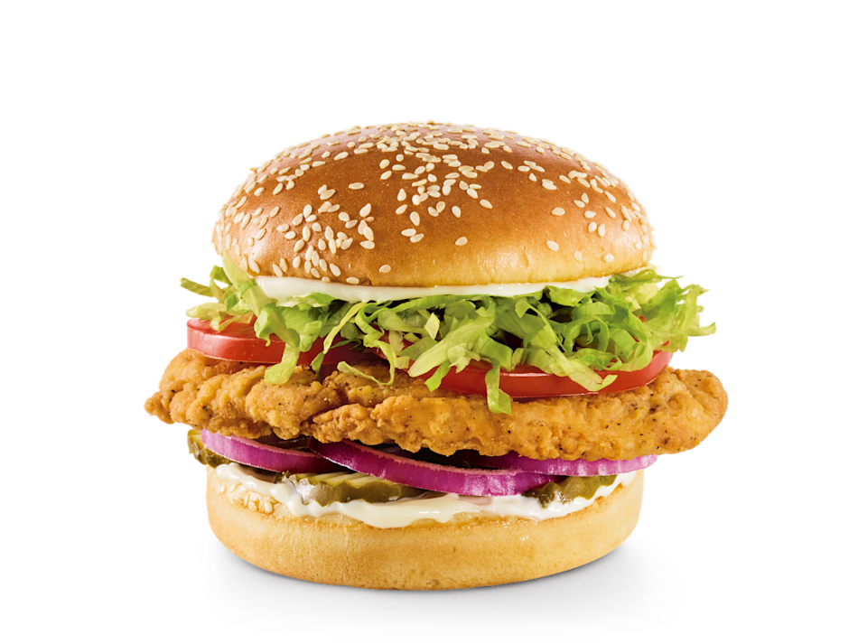 Pickles, red onions, lettuce, tomatoes and mayo.