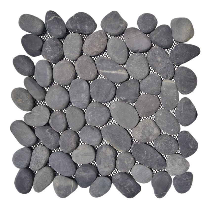 Mosaico nero sasso piatto liscio 30x30