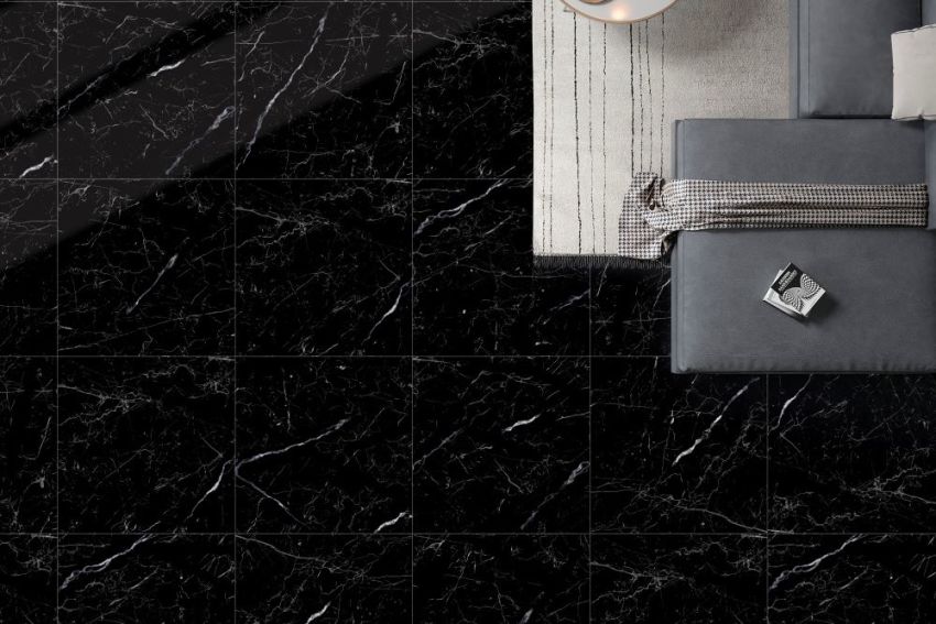Gres porcellanato effetto marmo nero lucido 59x118 rettificato