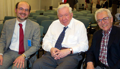 Previous chairs of the department, from left: Lawrence Robinson, MD; Justus Lehmann, MD; Walter Stolov, MD. 