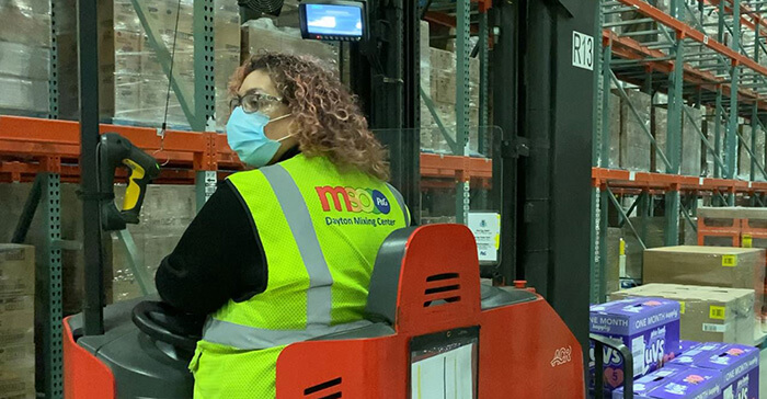Omayra Serrano operates a forklift at Procter & Gamble’s Dayton Mixing Center, where she works as a supply chain technician.