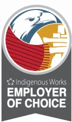 Graphic on an eagle with the following text: Indigenous Works Employer of Choice