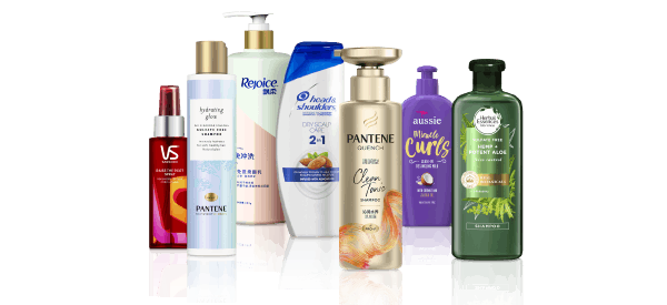 Product lineup for P&G’s Hair Care category, part of the Beauty sector