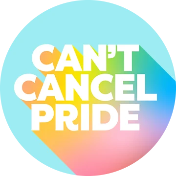 Can't Cancel Pride logo on a colourful background.