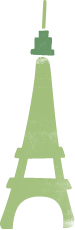 Illustration of Eiffel tower drawn in green