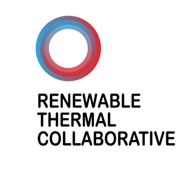 The Renewable Thermal Collaborative logo is a circle that is half blue and half red.