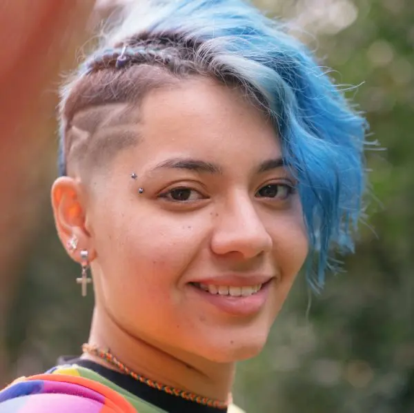 Queer girl smiling