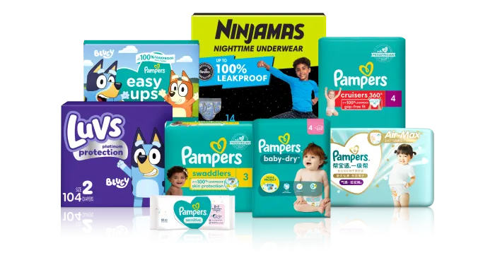 Product lineup for P&G’s Baby Care category, part of the Baby, Feminine and Family Care sector