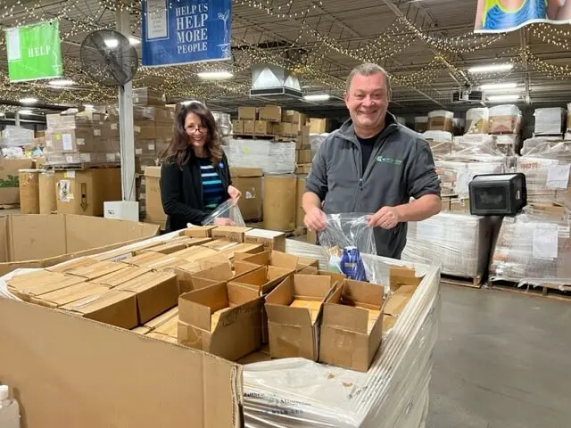 P&G Volunteers packing products