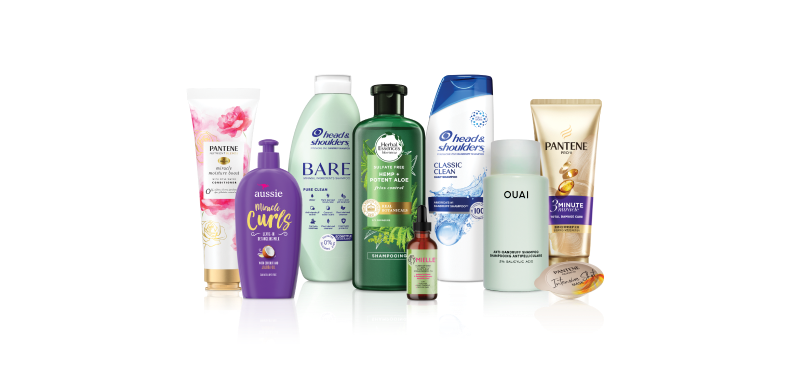 Product lineup for P&G’s Hair Care category, part of the Beauty sector