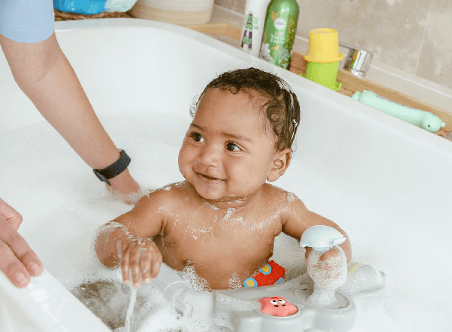 Baby taking a bath