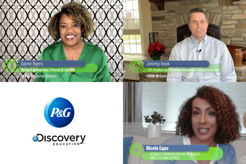 A collage image of participants in P&G’s video series with Discovery Education.