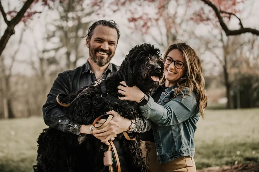 Eberhard with her husband, Beecher, and dog, Indy.