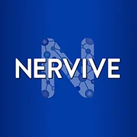 A blue circular logo with "NERVIVE" written across it in white, featuring a background design of interconnected spheres, possibly representing nerves or networks.