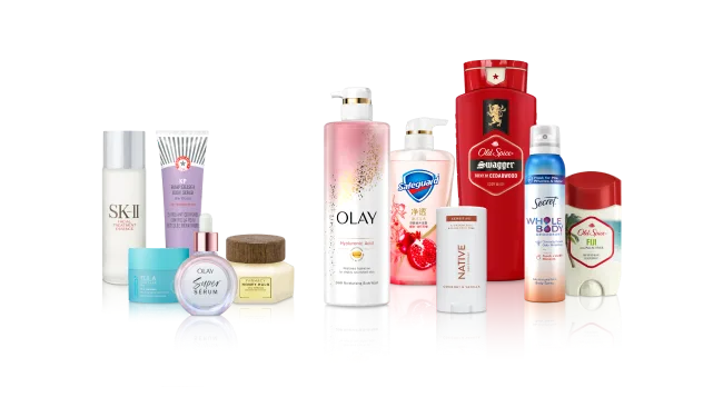 Product lineup for P&G’s Skin & Personal Care category, part of the Beauty sector