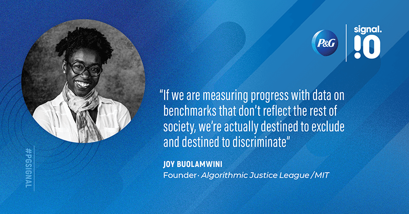 Joy Buolamwini of the Algorithmic Justice Institute spoke at Signal 10.