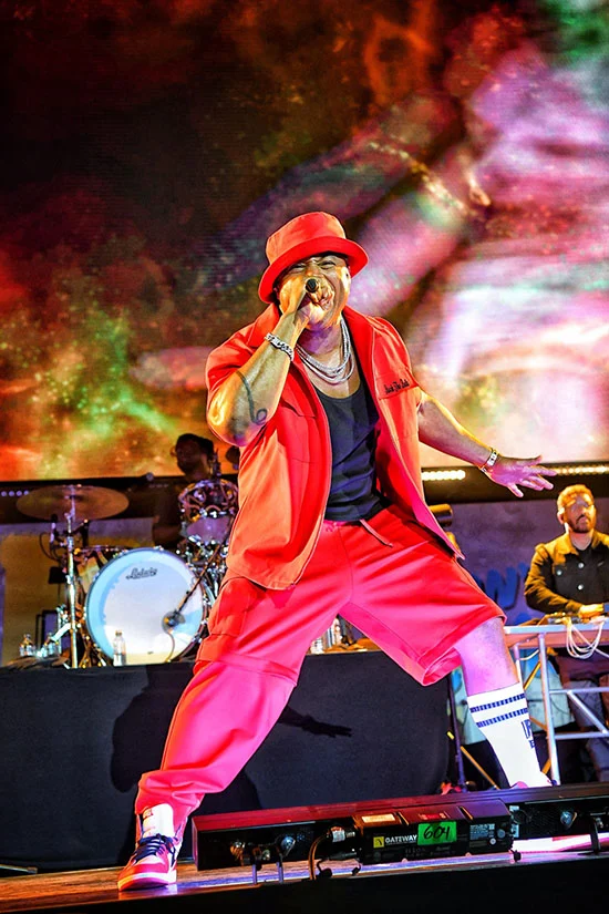 LL Cool J takes the stage and performs during the 2023 Rock the Bells Festival in Queens, New York.