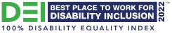 DEI Best Place to Work for Disability Inclusion 2022 100% Disability Equality Index Logo