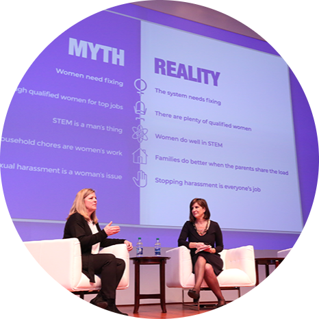 Deanna Bass, P&G Director of Global Diversity and Inclusion, and Kim Azzarelli, co-founder of Seneca Women, discuss the myths holding women back in the workplace