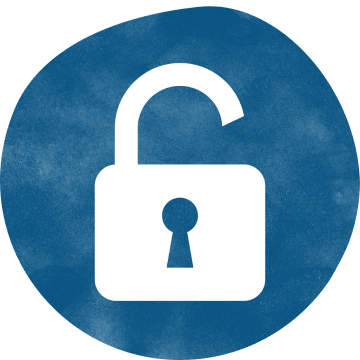 A graphic of a lock within a dark blue circle.