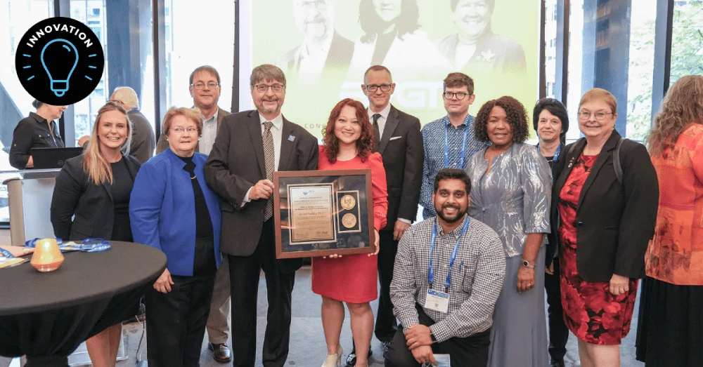 Gerard Baillelly is awarded the Henry F. Whalen, Jr. Award of Excellence for his contributions to business within chemical enterprise.