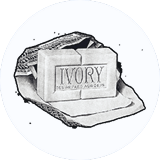 Ivory soap bar shown with original packaging design