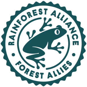 The Rainforest Alliance Forest Allies logo. A dark green frog in a circle.