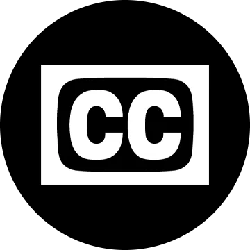Closed captions white sign on a black background.